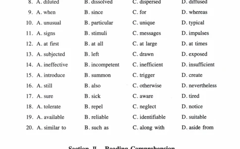 2005年真题及答案速查_41考研英语一二历年真题解析_英语一_真题册+答案速查