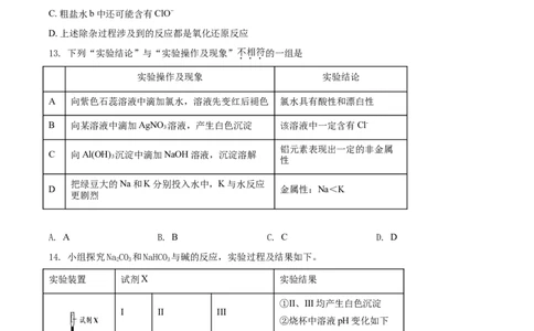 精品解析：北京市朝阳区2020-2021学年高一上学期期末考试化学试题（原卷版）_高化_2025春-人教版高中化学_01新版高中化学必修一_4.习题试卷_名校真题