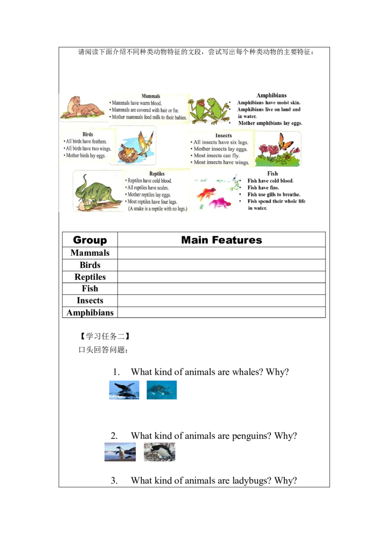 1016六年级英语(人教版)Unit+3+Animal+World(第五课时)-3任务单_26春四年级上下册人教版_四上英语合集人教版PEP英语四年级上册新教材（教学视频+课件+动画+音频+练习+教案）_17练习资料