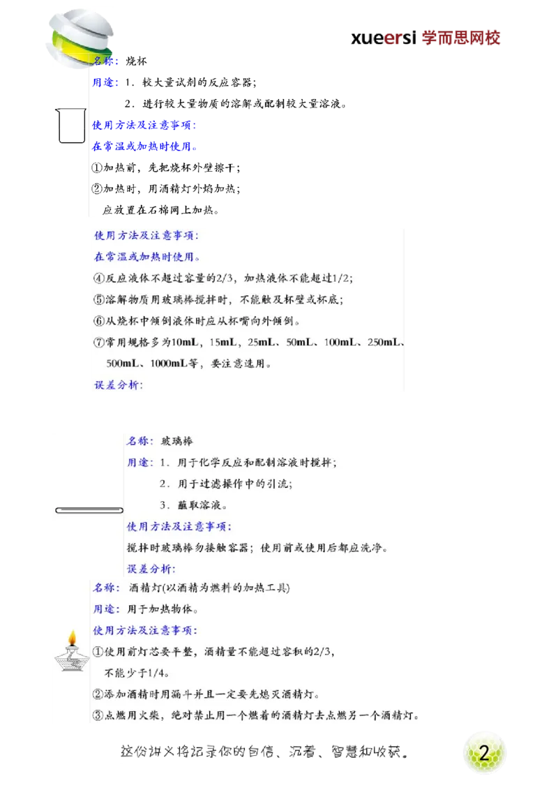 第2讲走进化学世界&mdash;常见的实验仪器_初中化学_01.人教版初中化学_02.初中化学教学视频_2.初中化学--教学视频--带讲义_初三化学年卡55讲_[9157]初三新生化学暑假班（预习领先班）