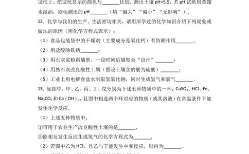 福建省漳州市龙海四中2017届九年级（下）期中化学试卷（解析版）_初中化学_01.人教版初中化学_01.初中化学课件PPT--教案--试题_初中化学18年试卷_人教版九年级化学下册2018