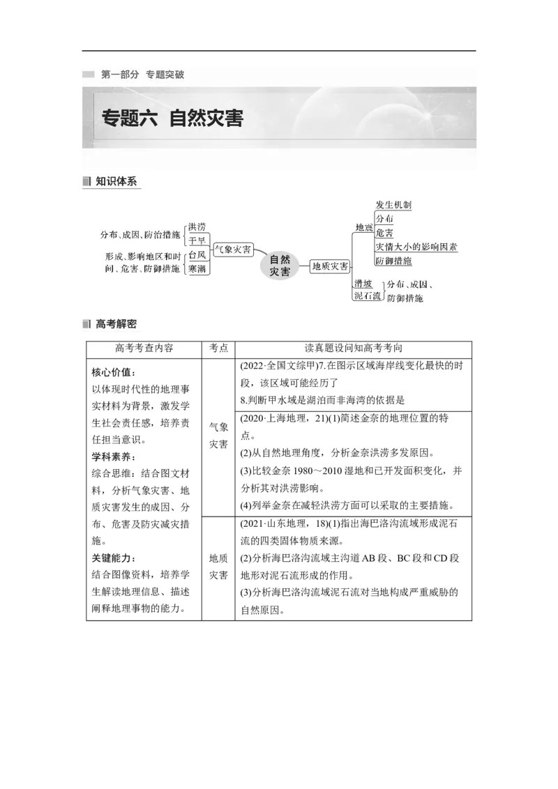 2023年高考地理二轮复习（新高考版）第1部分专题突破专题6考点1　气象灾害_9.2025地理总复习_2023年新高考复习资料_二轮复习_2023年高考地理二轮复习讲义+课件（新高考版）