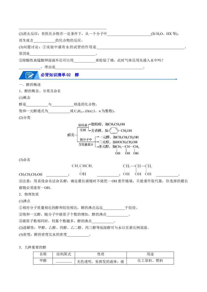第三章烃的衍生物速记清单-（人教版2019选择性必修3）（学生版）_高化_595801221724高中化学新人教版选择性必修一二三电子版教案PPT课件高中试卷_选择性必修3册（人教版）_知识清单