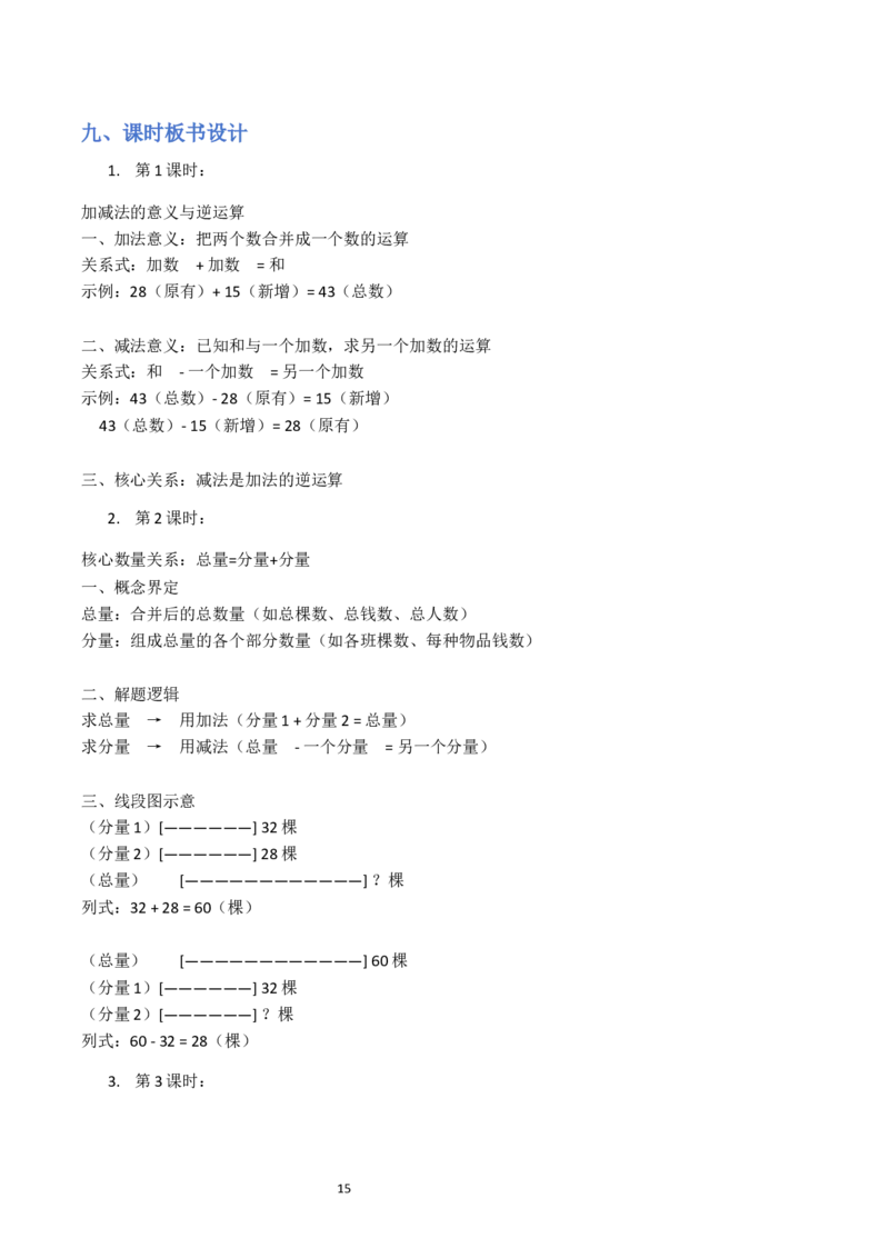 第2单元加法数量关系（大单元整体教学设计）数学苏教版三年级数学下册（新教材）_A151三年级下册数学（苏教版）_2026春新版_第二套_04大单元教学设计