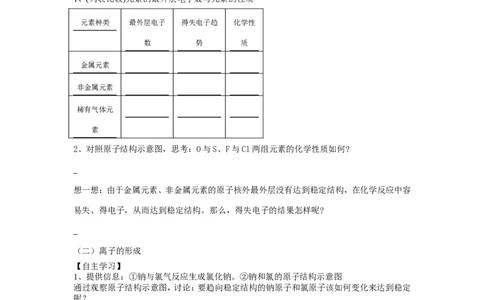 课题3离子教学案_初中化学_01.人教版初中化学_01.初中化学课件PPT--教案--试题_初中化学全套_化学教案_化学：人教版九年级上册导学案（3套33份）