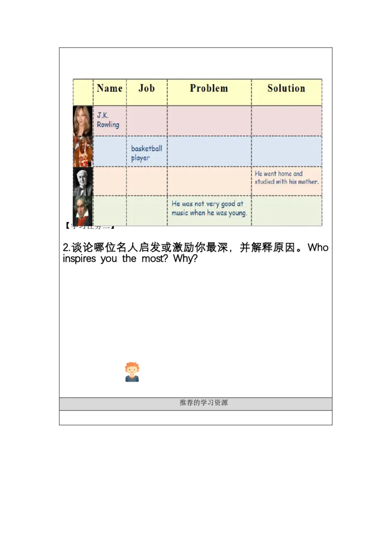 1120六年级英语(人教版)Unit+5+Famous+People(第六课时)-3学习任务单_26春四年级上下册人教版_四上英语合集人教版PEP英语四年级上册新教材（教学视频+课件+动画+音频+练习+教案）