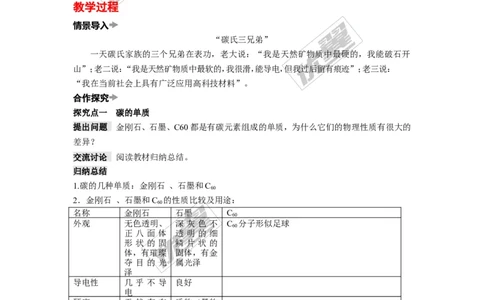 课题1金刚石、石墨和C60_初中化学_01.人教版初中化学_01.初中化学课件PPT--教案--试题_初中化学全套(课件--教案--配套)_18年初中化学9年级上_18秋九化上(RJ)--2.精品教案