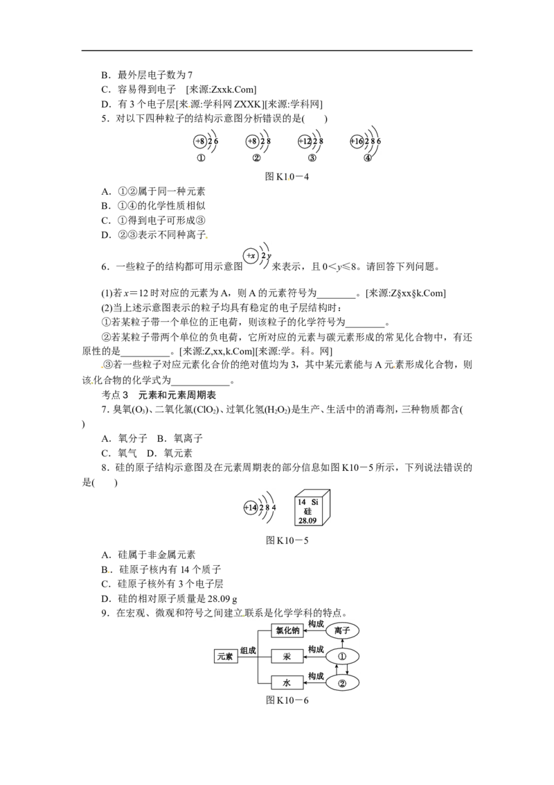 第10课时　粒子构成物质　物质的多样性_初中化学_01.人教版初中化学_07.初中化学中考总复习_2017-2018人教版初中化学专题复习题型突破