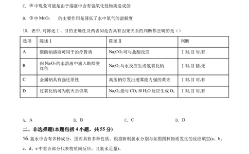 精品解析：湖南省长沙市第一中学2020-2021学年高一上学期期中考试化学试题（原卷版）_高化_2025春-人教版高中化学_01新版高中化学必修一_4.习题试卷_名校真题