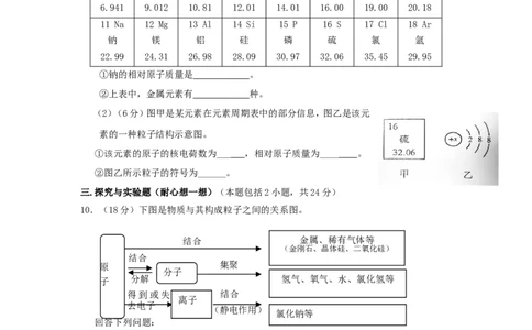 单元测试第三单元物质构成的奥秘_初中化学_01.人教版初中化学_01.初中化学课件PPT--教案--试题_初中化学&mdash;课件&mdash;教案&mdash;试题-推荐_9年级上课件教案试题_9年级上试题_第3单元