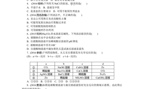 满分特训2018年中考化学专题复习分类集训专题八　盐和化肥_初中化学_01.人教版初中化学_07.初中化学中考总复习_满分特训2018年中考化学专题复习分类集训