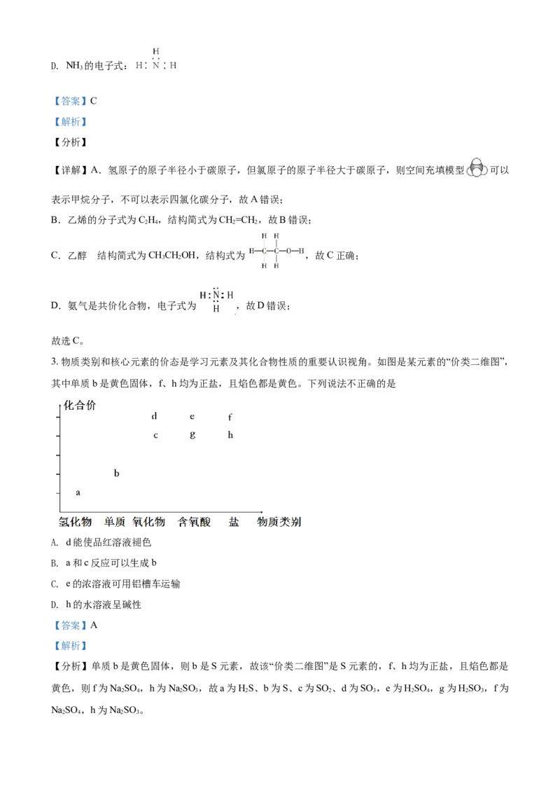 精品解析：广东省广州市仲元中学2020-2021学年高一下学期期中考试化学试题（解析版）_高化_2025春-人教版高中化学_02新版高中化学必修二_5.试卷习题_期中期末真题