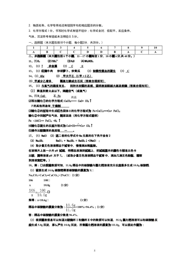 贵州省遵义市2013年初中毕业生学业(升学)统一考试化学模拟试题卷（5）_初中化学_01.人教版初中化学_01.初中化学课件PPT--教案--试题_初中化学全套_化学试题