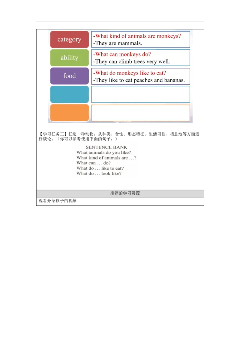 1010六年级英语(人教版)Unit+3+Animal+World(第二课时)-3任务单_26春四年级上下册人教版_四上英语合集人教版PEP英语四年级上册新教材（教学视频+课件+动画+音频+练习+教案）_17练习资料