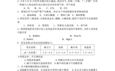 江苏省盐城市响水县实验初中教育集团2013届九年级下学期学情调研考试化学试题_初中化学_01.人教版初中化学_01.初中化学课件PPT--教案--试题_初中化学全套_化学试题