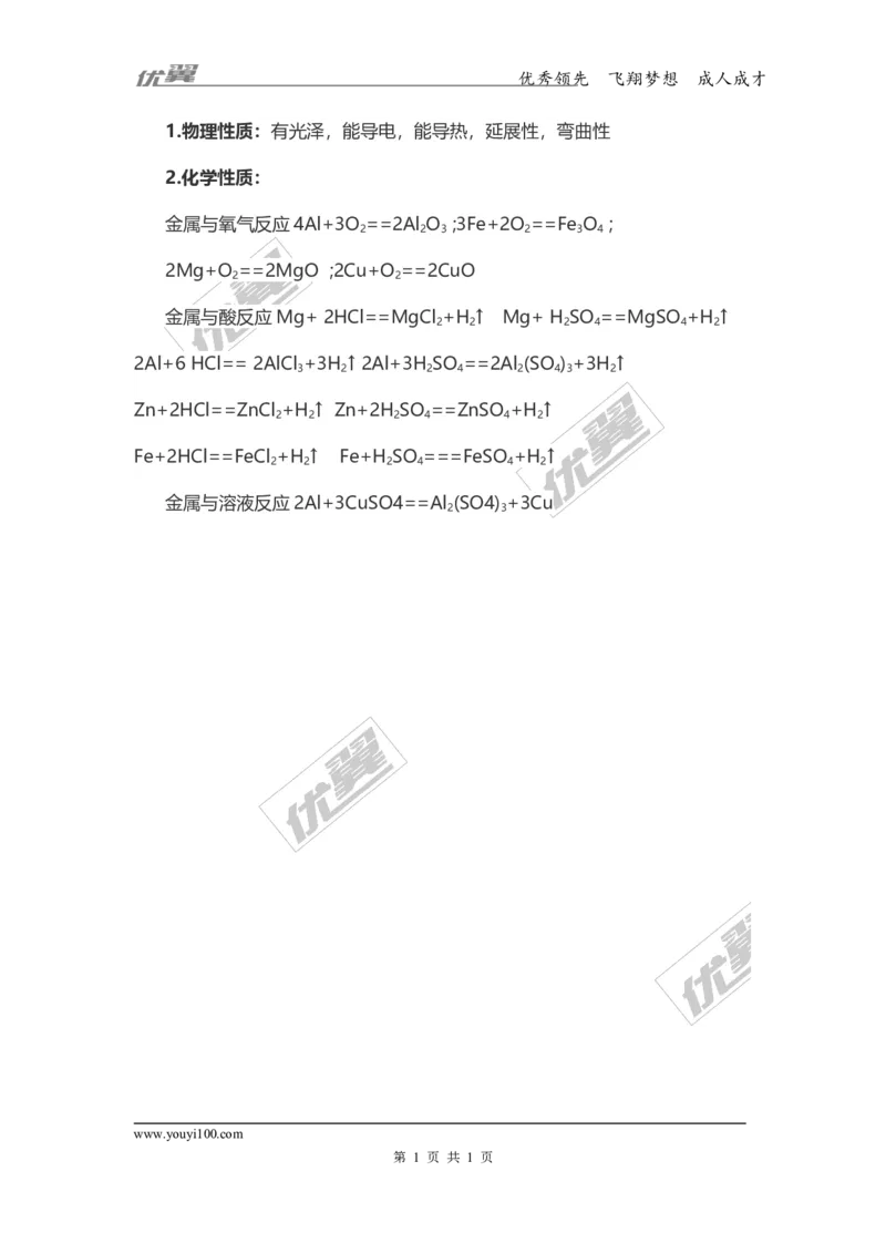 化学复习指导：金属性质_初中化学_01.人教版初中化学_01.初中化学课件PPT--教案--试题_初中化学全套(课件--教案--配套)_18年初中化学9年级上_18秋九化上(RJ)--7.复习资料_2.知识集锦