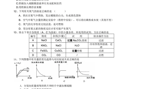 广东省珠海市文园中学2014届中考一模化学试题_初中化学_01.人教版初中化学_01.初中化学课件PPT--教案--试题_初中化学全套_化学试题