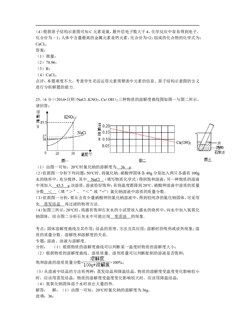 山东省日照市2015年中考化学试题（word版，含解析）_初中化学_01.人教版初中化学_01.初中化学课件PPT--教案--试题_初中化学18年试卷_人教版九年级化学下册2018