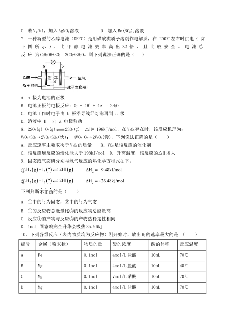 第六章《本单元综合与测试》检测题03_高化_2025春-人教版高中化学_02新版高中化学必修二_9.课件+教案+练习备用_第六章化学反应与能量