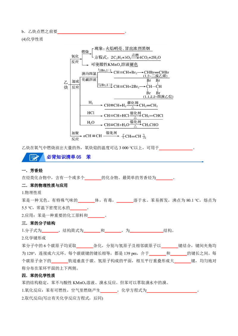 第二章烃速记清单-（人教版2019选择性必修3）（学生版）_高化_595801221724高中化学新人教版选择性必修一二三电子版教案PPT课件高中试卷_选择性必修3册（人教版）_知识清单