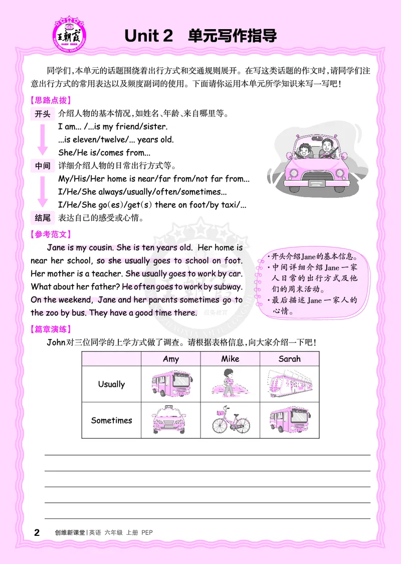2024秋新版王朝霞《单元写作指导》人教PEP六上_26春四年级上下册人教版_四上英语合集人教版PEP英语四年级上册新教材（教学视频+课件+动画+音频+练习+教案）_17练习资料