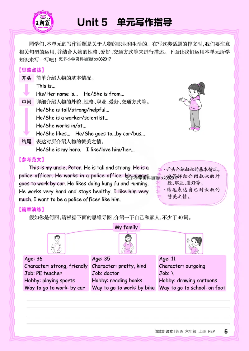 2024秋新版王朝霞《单元写作指导》人教PEP六上_26春四年级上下册人教版_四上英语合集人教版PEP英语四年级上册新教材（教学视频+课件+动画+音频+练习+教案）_17练习资料