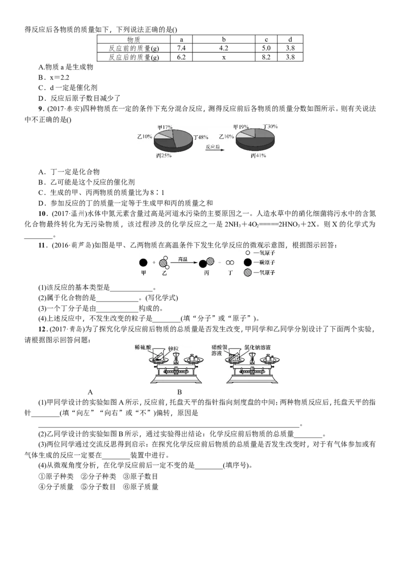 第12讲质量守恒定律_初中化学_01.人教版初中化学_07.初中化学中考总复习_2018年中考化学一轮复习课件+测试_2018年中考化学一轮复习课件+测试：第12讲质量守恒定律(共2份打包)