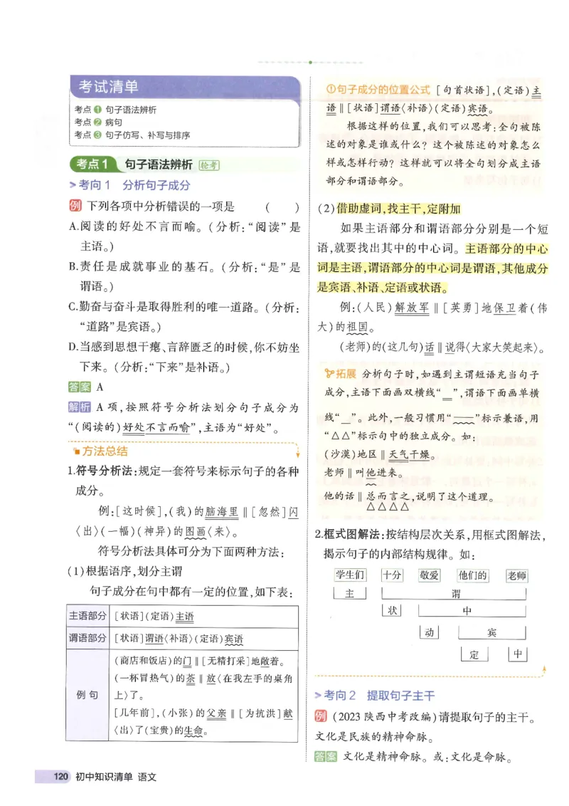 2025版53初中知识清单语文_初中全科《53初中知识清单》2025版