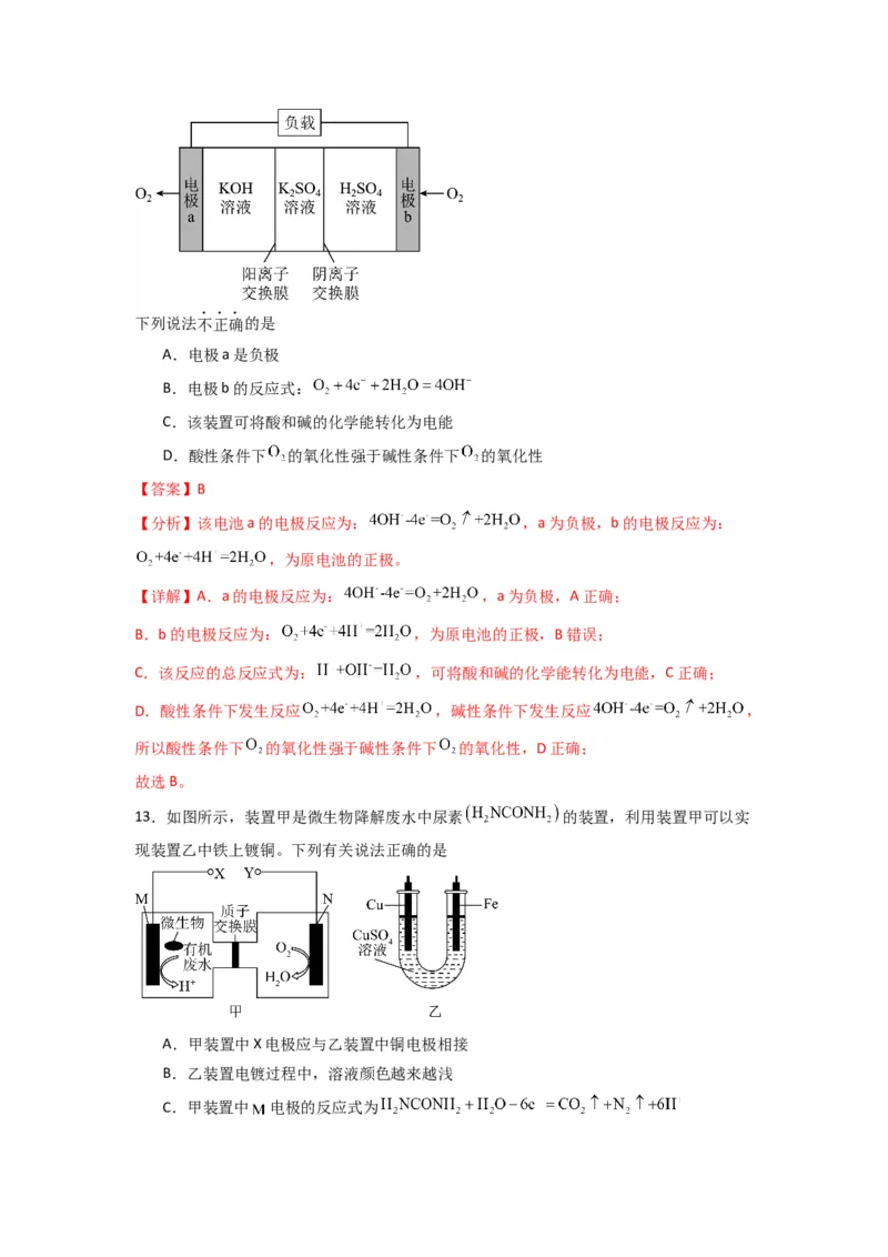 第四章化学反应与电能（单元检测卷）-（人教版2019选择性必修1）（解析版）_高化_595801221724高中化学新人教版选择性必修一二三电子版教案PPT课件高中试卷_选择性必修1册（人教版）