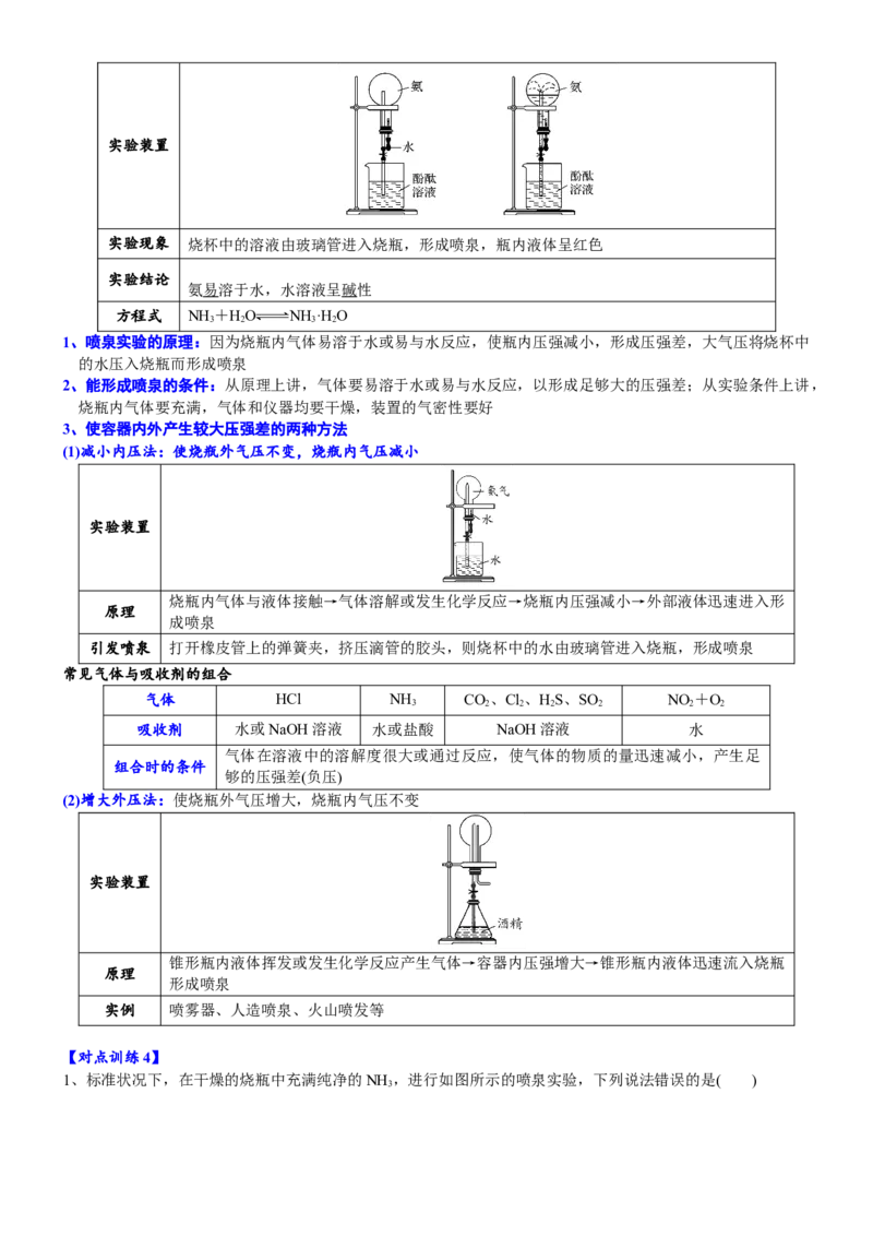 课时5.2.2氨和铵盐-2020-2021学年高一化学必修第二册精品讲义（新教材人教版）_高化_2025春-人教版高中化学_02新版高中化学必修二_7.精品讲义
