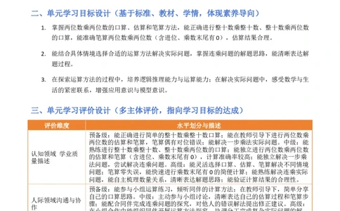 第3单元两位数乘两位数（大单元整体教学设计）数学苏教版三年级数学下册（新教材）_A151三年级下册数学（苏教版）_2026春新版_第二套_04大单元教学设计