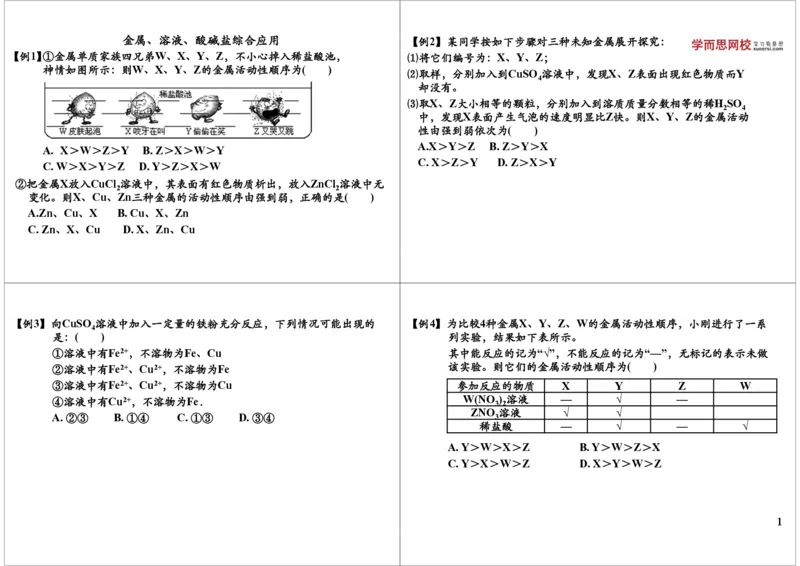 金属、溶液、酸碱盐综合应用_初中化学_01.人教版初中化学_02.初中化学教学视频_2.初中化学--教学视频--带讲义_新初三化学年卡菁英班（全国人教版）