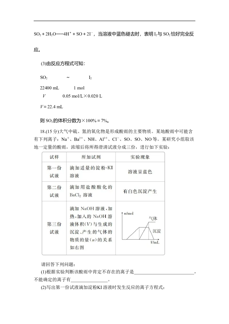 第五章《本单元综合与测试》单元练习02_高化_2025春-人教版高中化学_02新版高中化学必修二_9.课件+教案+练习备用_第五章化工生产中的重要非金属元素