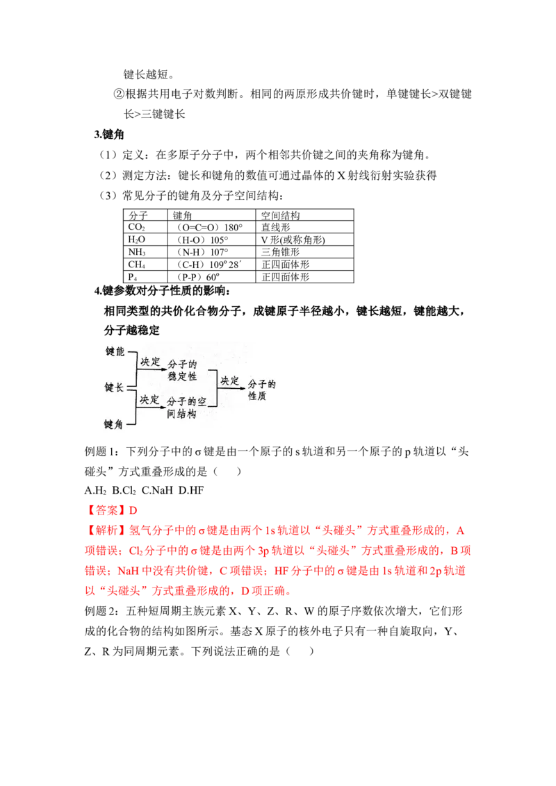 第二章《分子结构与性质》（知识清单）-（人教版2019选修第二册）_高化_595801221724高中化学新人教版选择性必修一二三电子版教案PPT课件高中试卷_选择性必修2册（人教版）_知识清单
