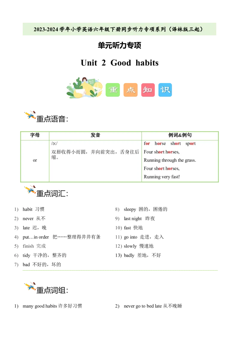 Unit2Goodhabits单元听力专项-（译林版三起）_听力专项练习-T4_2024版_Unit2Goodhabits单元听力专项（译林版三起）