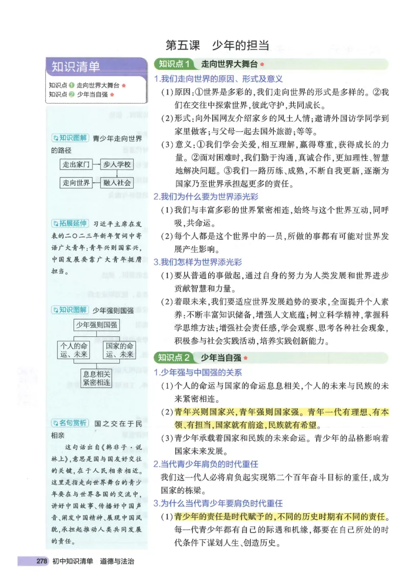 2025版《53初中知识清单》-道法_初中全科《53初中知识清单》2025版