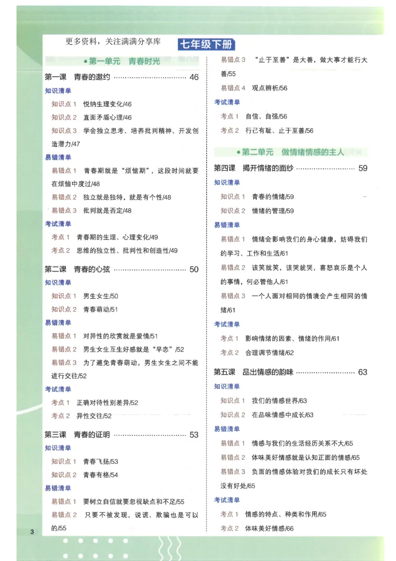 2025版《53初中知识清单》-道法_初中全科《53初中知识清单》2025版
