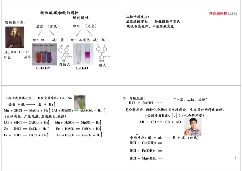 酸和碱-酸和酸的通性_初中化学_01.人教版初中化学_02.初中化学教学视频_2.初中化学--教学视频--带讲义_新初三化学年卡菁英班（全国人教版）_第39讲：初识酸和碱-酸和酸的通性