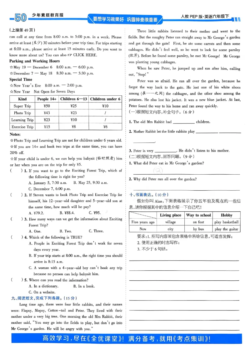 25春周末基础复习人教英语6下_26春四年级上下册人教版_四上英语合集人教版PEP英语四年级上册新教材（教学视频+课件+动画+音频+练习+教案）_17练习资料_《周末基础复习》25春_PEP版