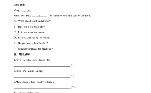 Unit3Ahealthydiet.Checkouttime&Tickingtime（第4课时）-六年级英语下册（译林版三起）_分层作业_2025版
