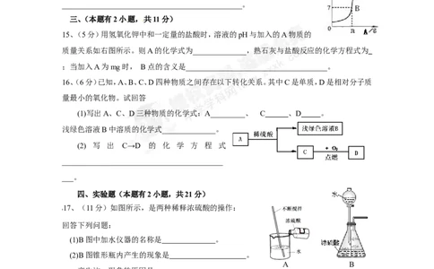 （人教版）九年级下册：第10单元常见的酸和碱单元测试_初中化学_01.人教版初中化学_01.初中化学课件PPT--教案--试题_初中化学18年试卷_人教版九年级化学下册2018