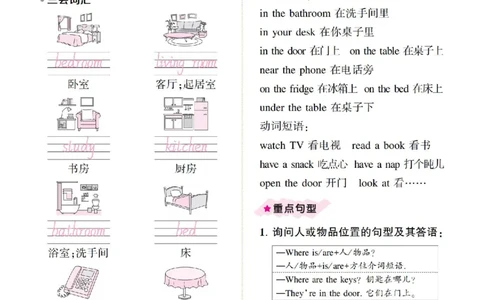 4年级上册（Unit1-6全套知识梳理）_26春四年级上下册人教版_四上英语合集人教版PEP英语四年级上册新教材（教学视频+课件+动画+音频+练习+教案）_17练习资料_《考点梳理手册》