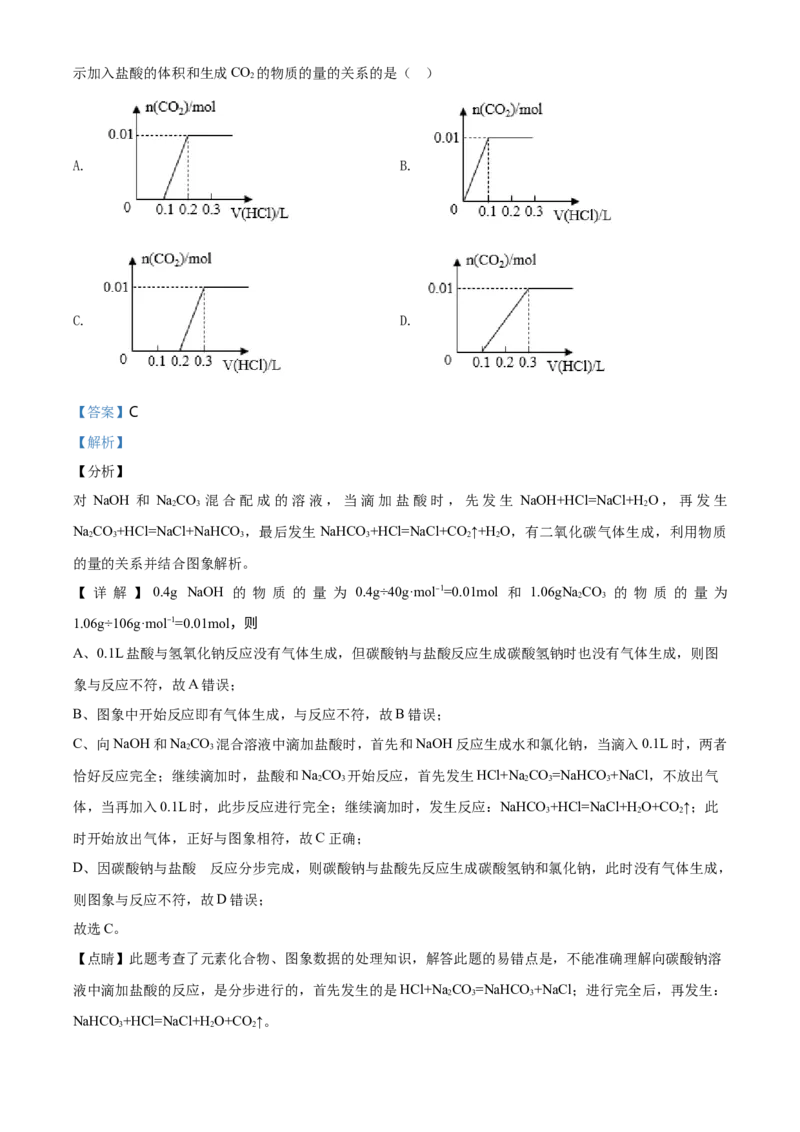 精品解析：湖南省长沙市雅礼中学2020-2021学年高一上学期期中考试化学试题（解析版）_高化_2025春-人教版高中化学_01新版高中化学必修一_4.习题试卷_名校真题