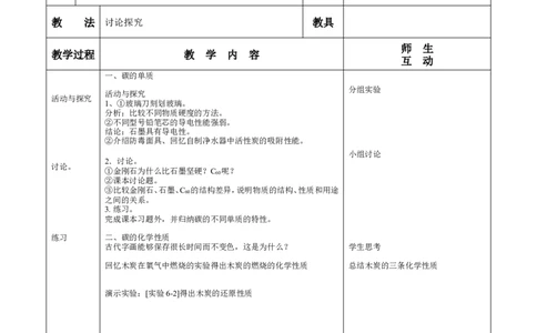 新人教版九年级化学教学案--第六单元-碳和碳的氧化物_初中化学_01.人教版初中化学_01.初中化学课件PPT--教案--试题_初中化学&mdash;课件&mdash;教案&mdash;试题-推荐_9年级上课件教案试题_第6单元