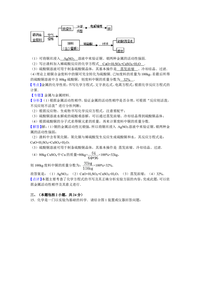 广东省梅州市2016届中考真题化学试卷解析版_初中化学_01.人教版初中化学_01.初中化学课件PPT--教案--试题_初中化学18年试卷_人教版九年级化学下册2018