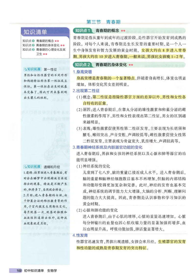 2025版《53初中知识清单》-生物_初中全科《53初中知识清单》2025版