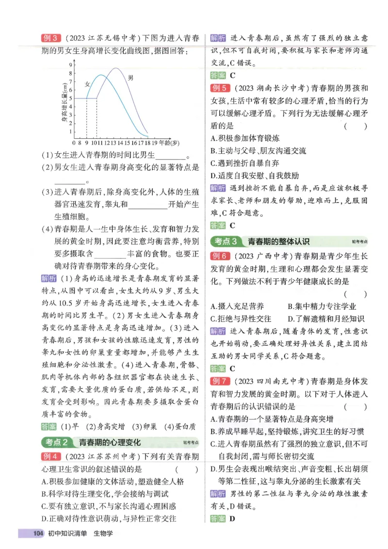 2025版《53初中知识清单》-生物_初中全科《53初中知识清单》2025版