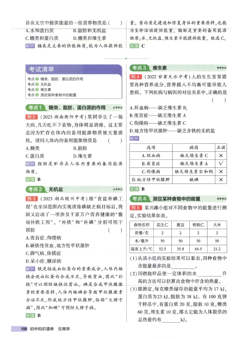 2025版《53初中知识清单》-生物_初中全科《53初中知识清单》2025版