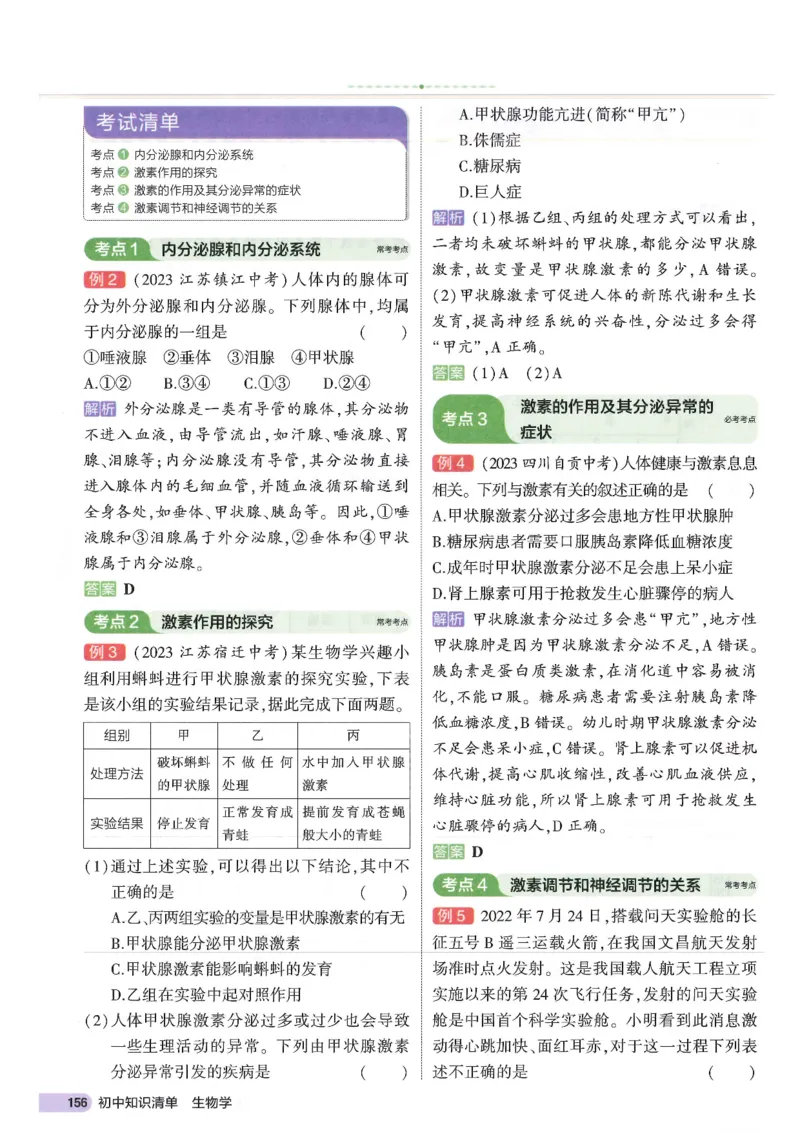 2025版《53初中知识清单》-生物_初中全科《53初中知识清单》2025版