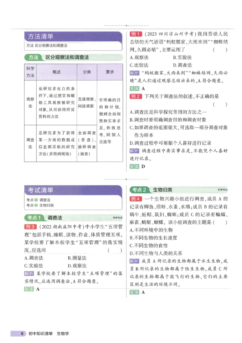 2025版《53初中知识清单》-生物_初中全科《53初中知识清单》2025版